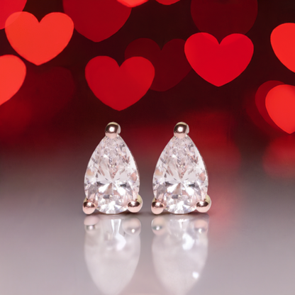 Rose Gold Pear Shaped Crystal Earrings