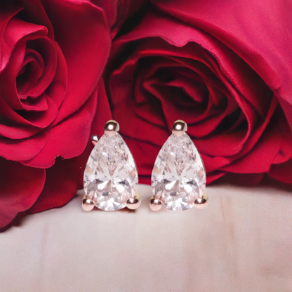 Rose Gold Pear Shaped Crystal Earrings