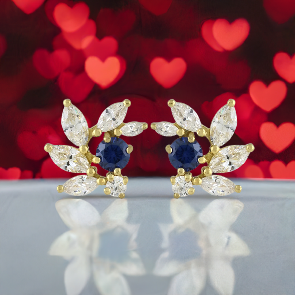 Sapphire CZ Bridal Earrings in Gold