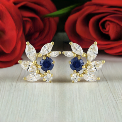 Sapphire CZ Bridal Earrings in Gold