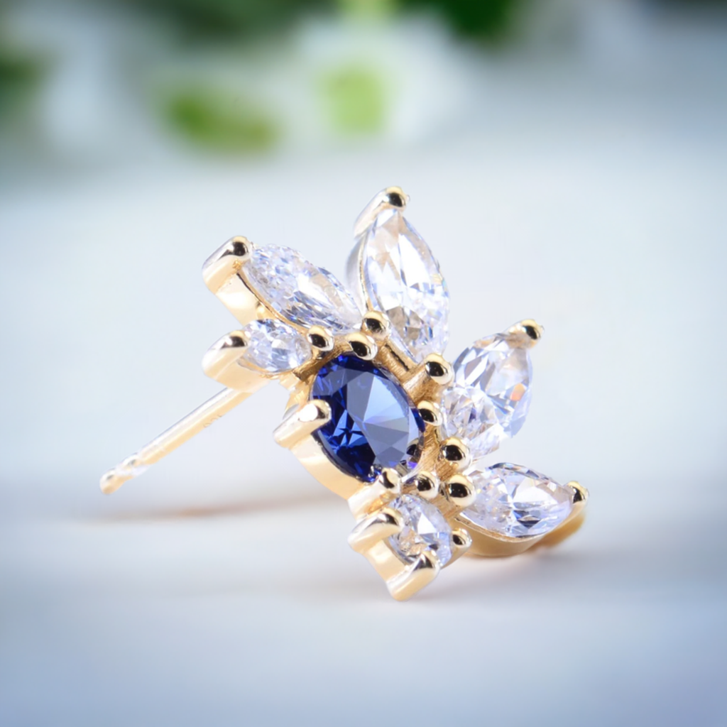 Sapphire CZ Bridal Earrings in Gold