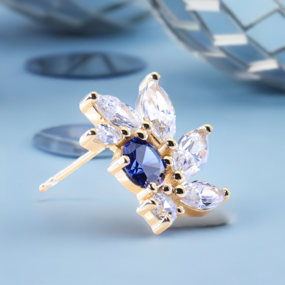 Sapphire CZ Bridal Earrings in Gold