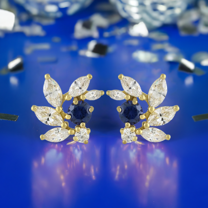 Sapphire CZ Bridal Earrings in Gold