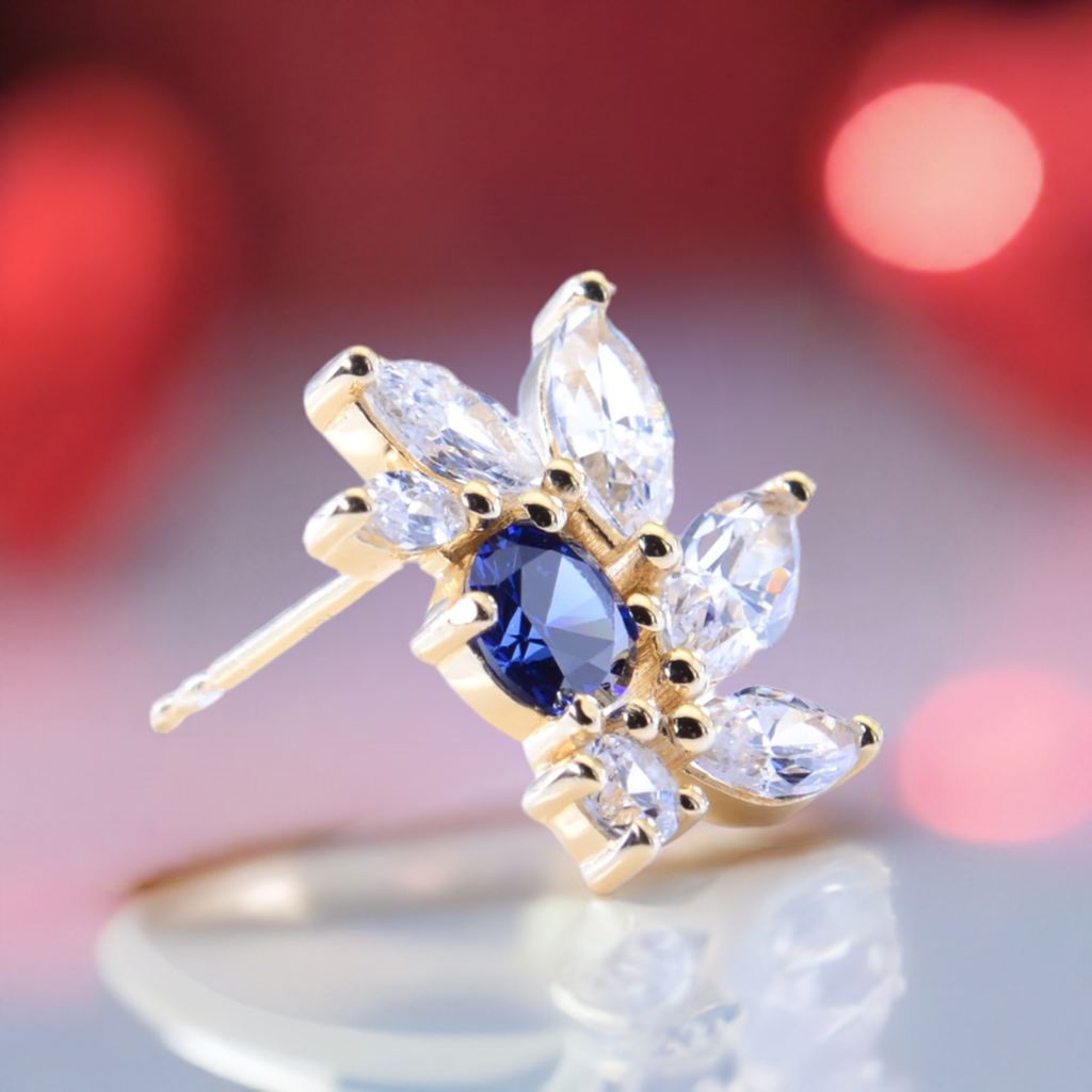 Sapphire CZ Bridal Earrings in Gold