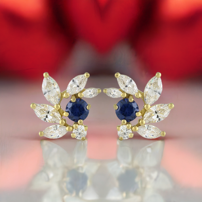 Sapphire CZ Bridal Earrings in Gold