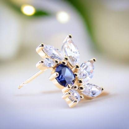 Sapphire CZ Bridal Earrings in Gold