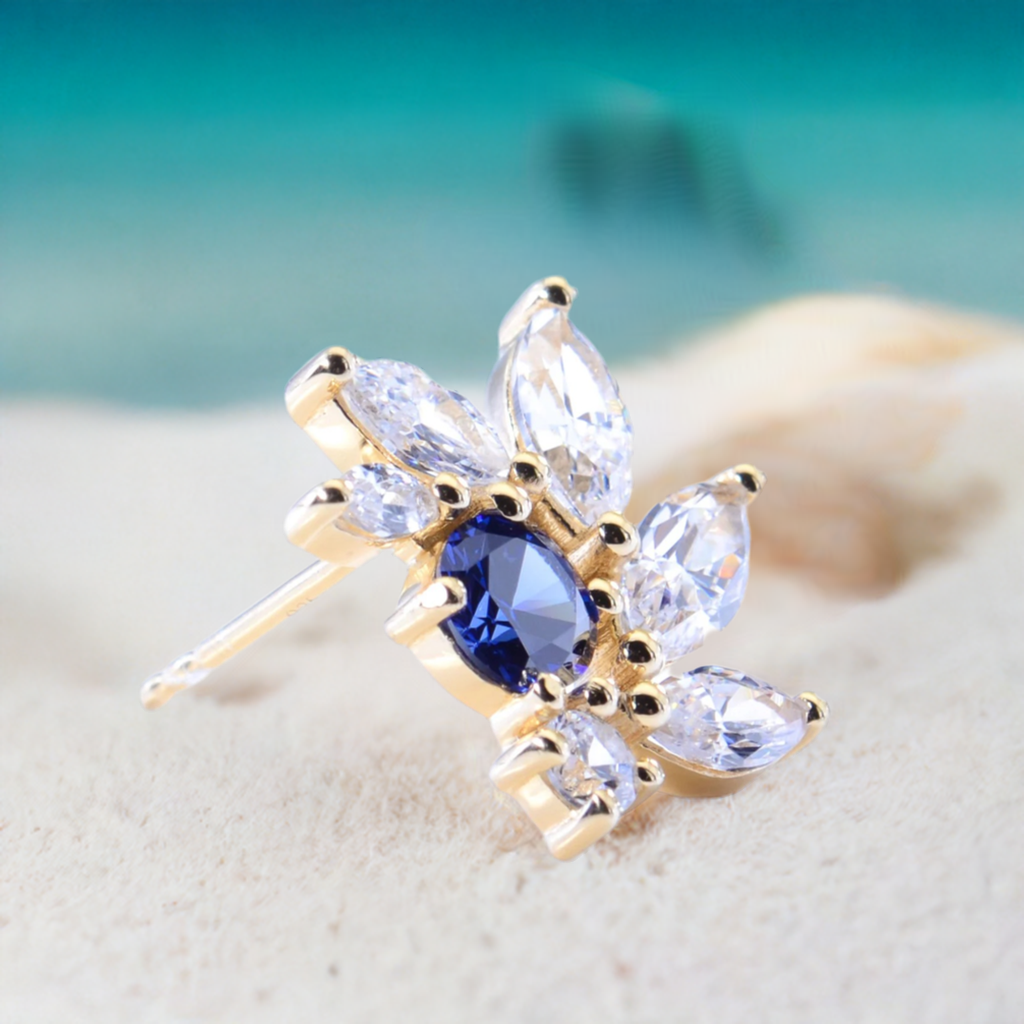 Sapphire CZ Bridal Earrings in Gold