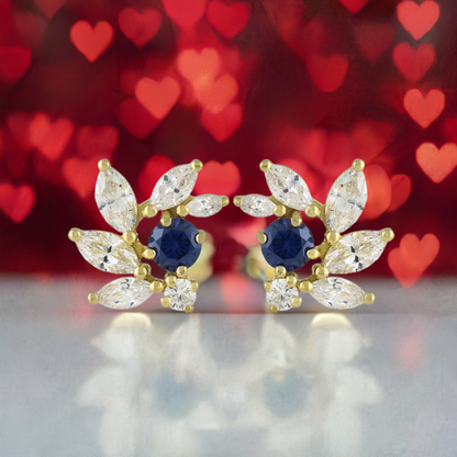 Sapphire CZ Bridal Earrings in Gold