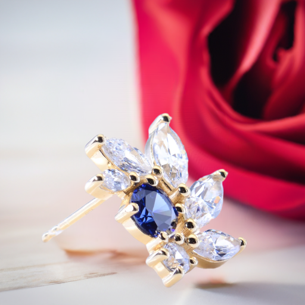 Sapphire CZ Bridal Earrings in Gold