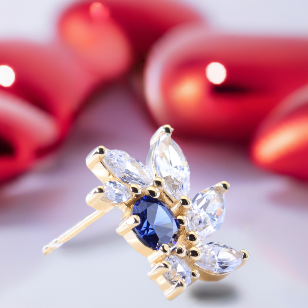 Sapphire CZ Bridal Earrings in Gold