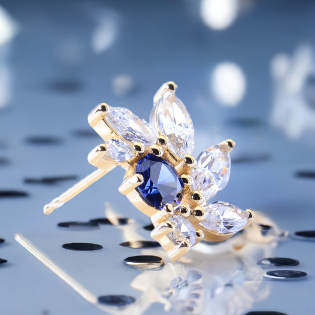 Sapphire CZ Bridal Earrings in Gold