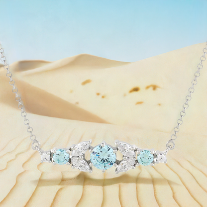 Silver Aquamarine Crystal Bar Necklace