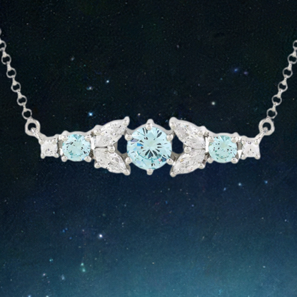 Silver Aquamarine Crystal Bar Necklace