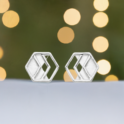 Silver Chevron Stud Earrings