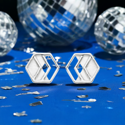 Silver Chevron Stud Earrings