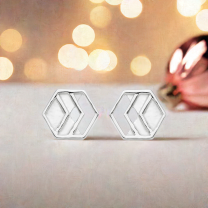 Silver Chevron Stud Earrings