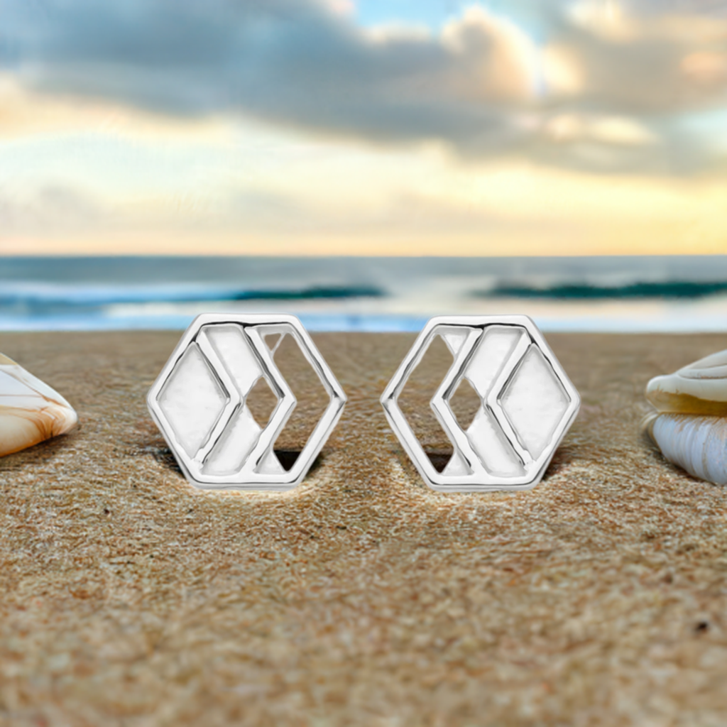 Silver Chevron Stud Earrings