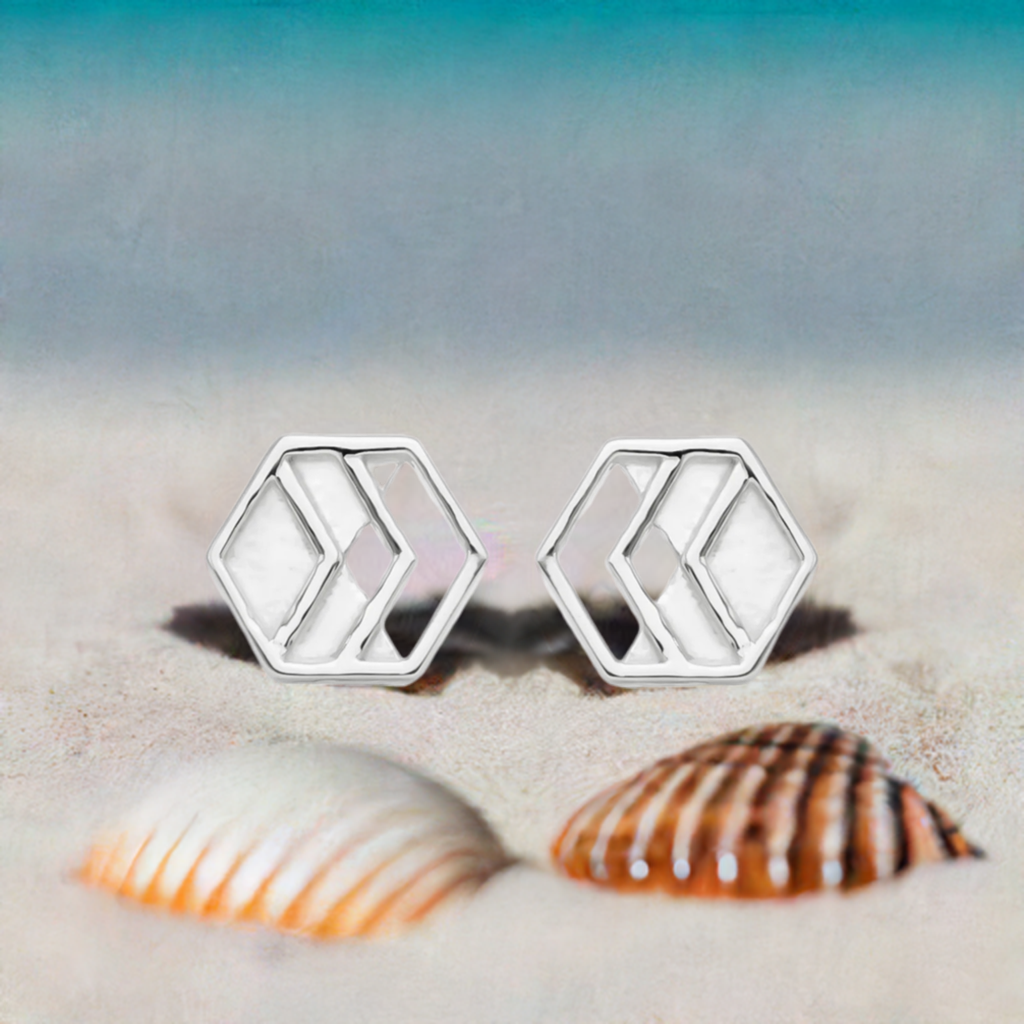 Silver Chevron Stud Earrings