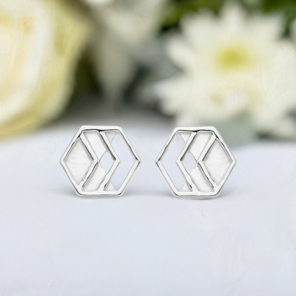 Silver Chevron Stud Earrings