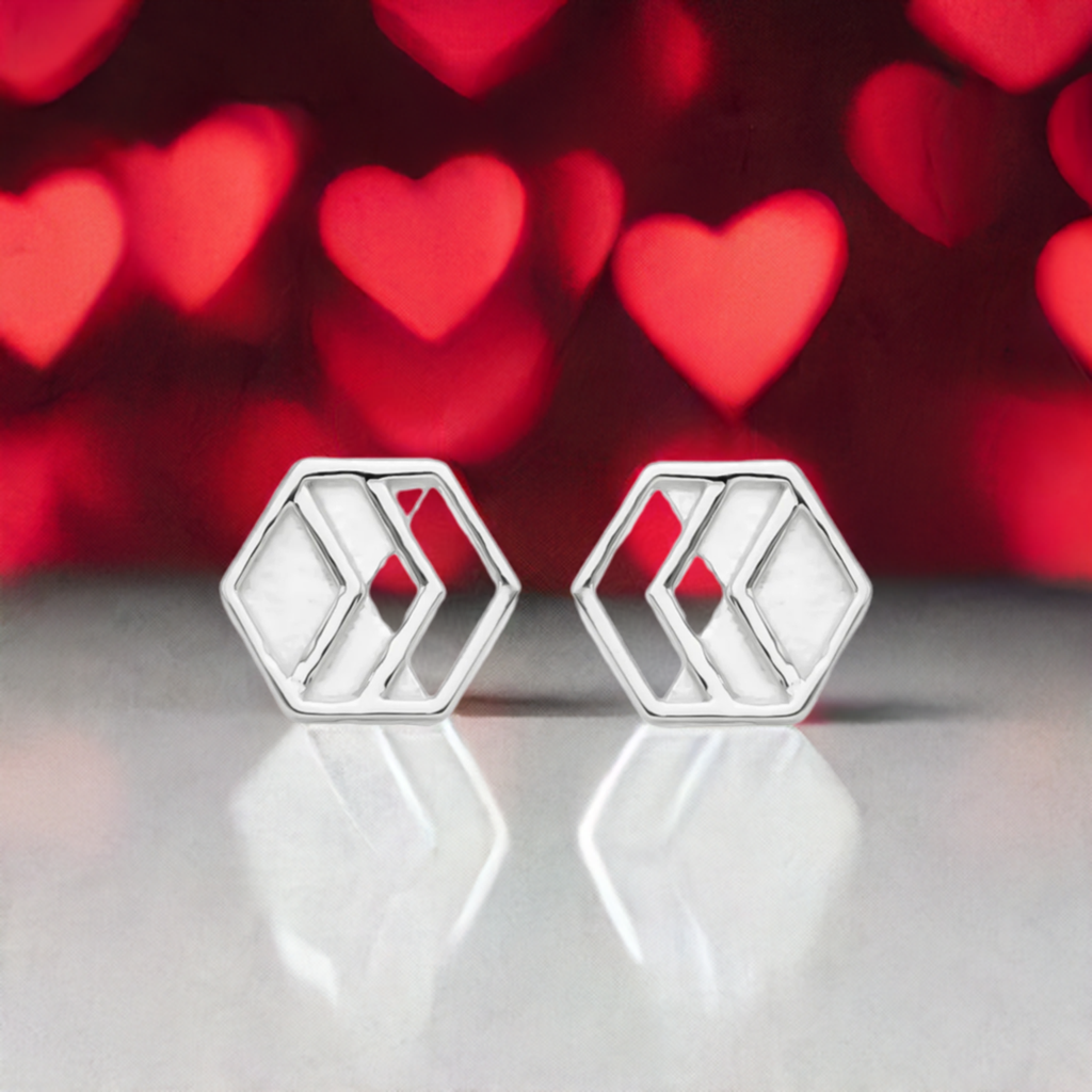 Silver Chevron Stud Earrings