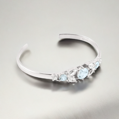 Silver Cuff Crystal Marquise Bracelet