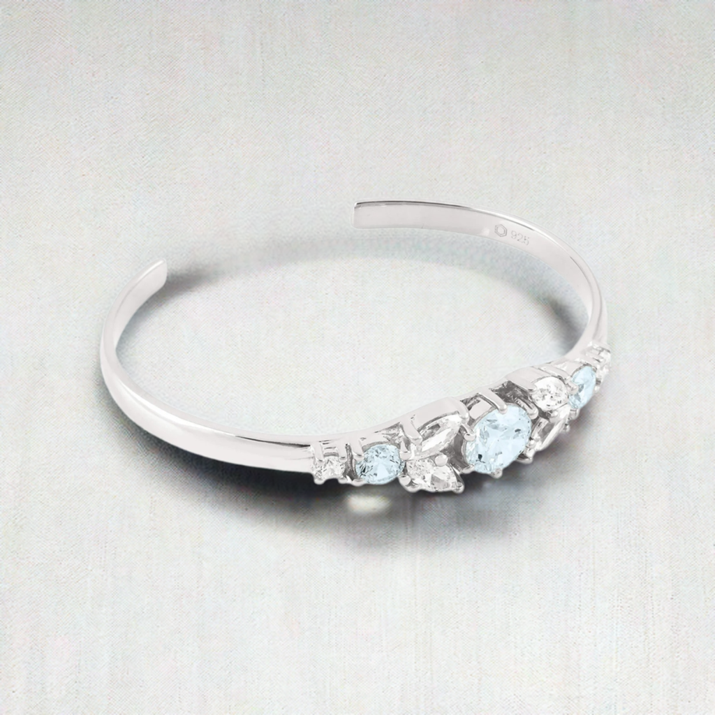 Silver Cuff Crystal Marquise Bracelet