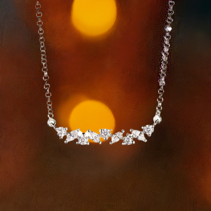 Silver Marquise Crystal Bar Necklace