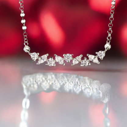 Silver Marquise Crystal Bar Necklace