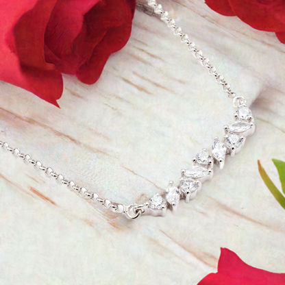 Silver Marquise Crystal Bar Necklace