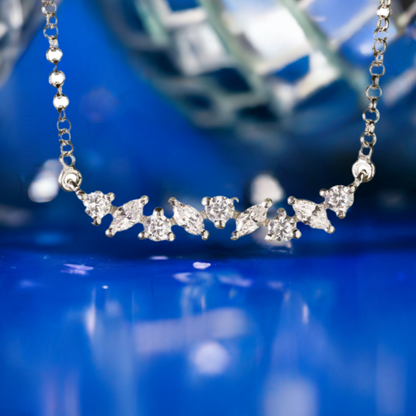 Silver Marquise Crystal Bar Necklace