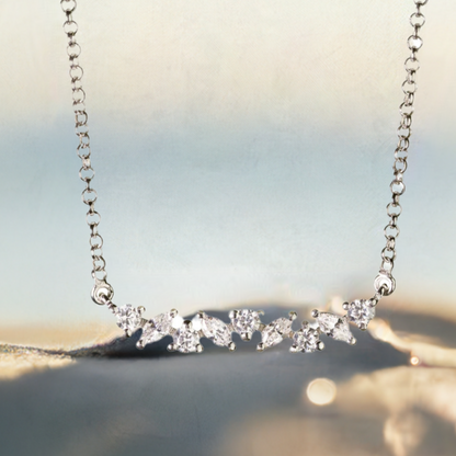 Silver Marquise Crystal Bar Necklace