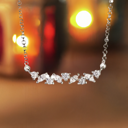 Silver Marquise Crystal Bar Necklace