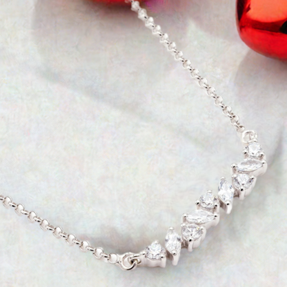 Silver Marquise Crystal Bar Necklace