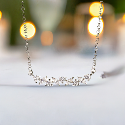 Silver Marquise Crystal Bar Necklace