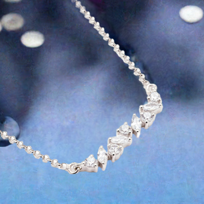 Silver Marquise Crystal Bar Necklace