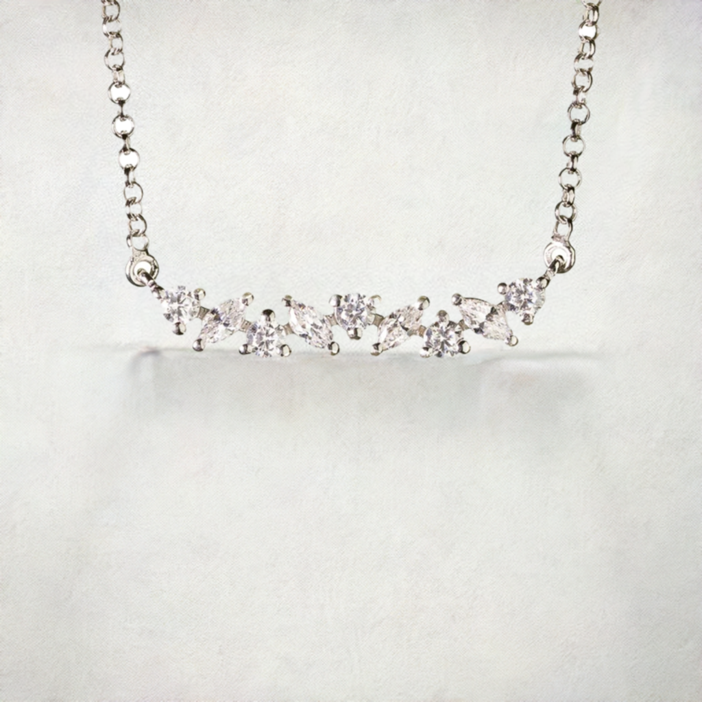 Silver Marquise Crystal Bar Necklace