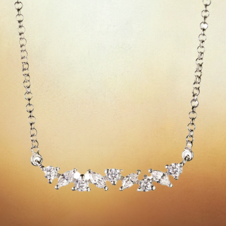 Silver Marquise Crystal Bar Necklace