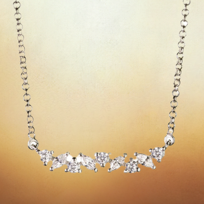 Silver Marquise Crystal Bar Necklace