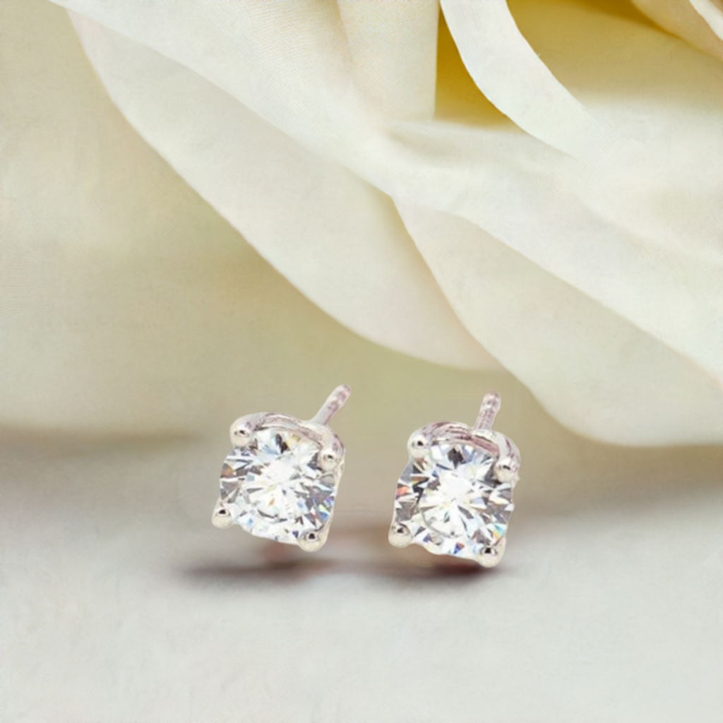 Silver Minimalist CZ Earrings