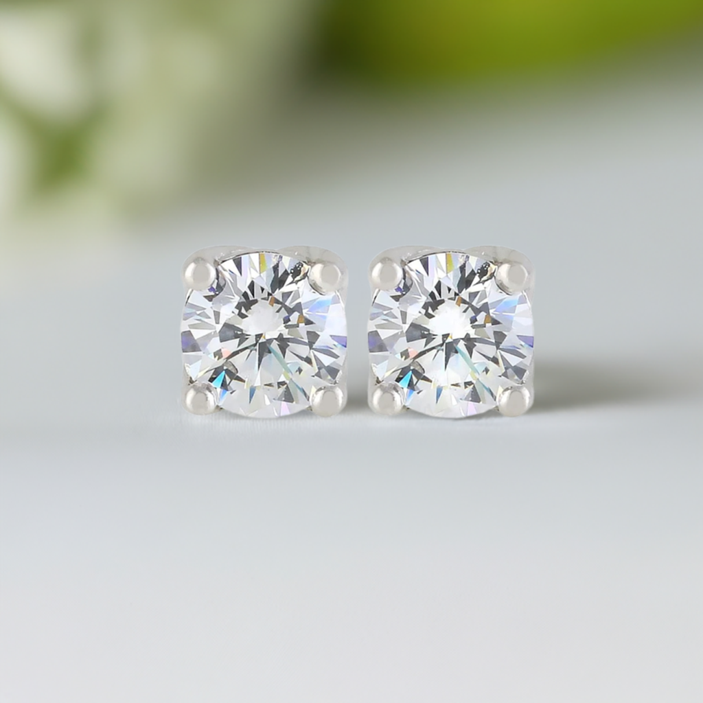 Silver Minimalist CZ Earrings