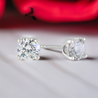 Silver Minimalist CZ Earrings