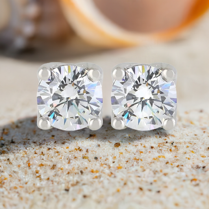 Silver Minimalist CZ Earrings