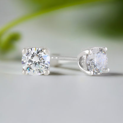 Silver Minimalist CZ Earrings