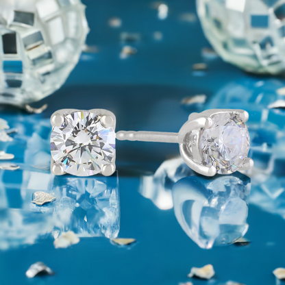 Silver Minimalist CZ Earrings