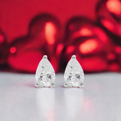 Silver Pear Shaped Crystal Earrings