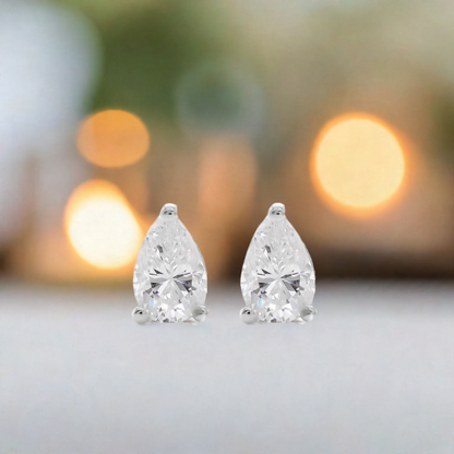 Silver Pear Shaped Crystal Earrings