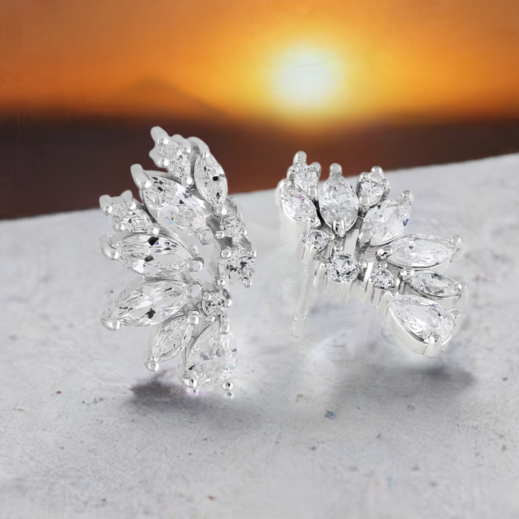 Sterling Silver CZ Wedding Earrings