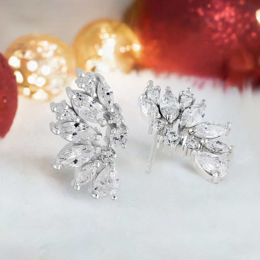 Sterling Silver CZ Wedding Earrings