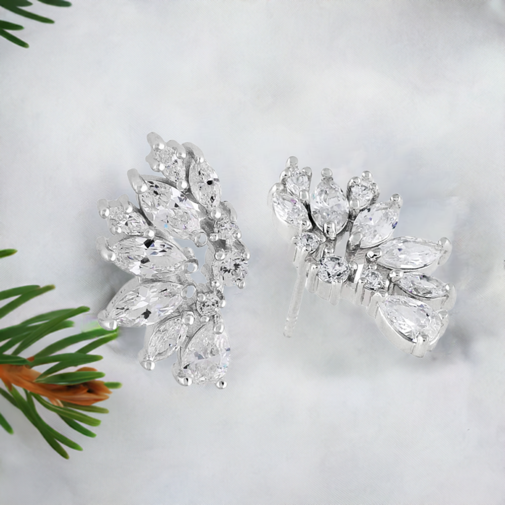 Sterling Silver CZ Wedding Earrings