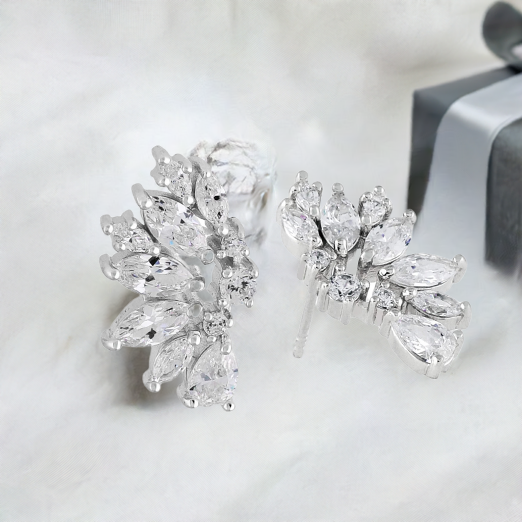 Sterling Silver CZ Wedding Earrings